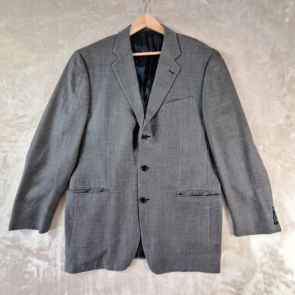 Joseph Abboud Blazer Mens 42L Gray Wool Silk Blend Jacket Sport Coat Made USA